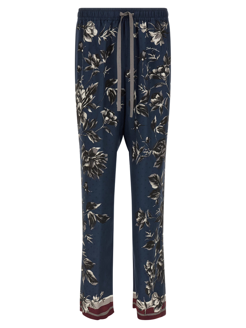 Dolce & Gabbana Blue Silk Casual Pants