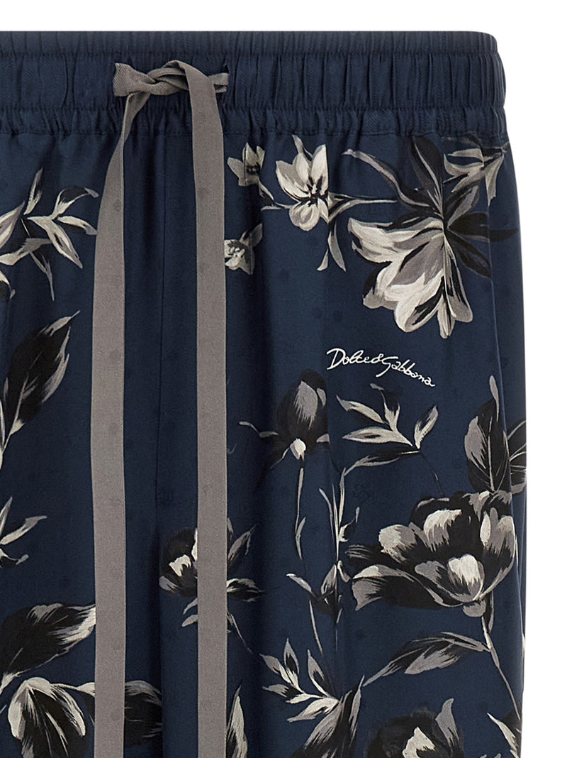 Dolce & Gabbana Blue Silk Casual Pants