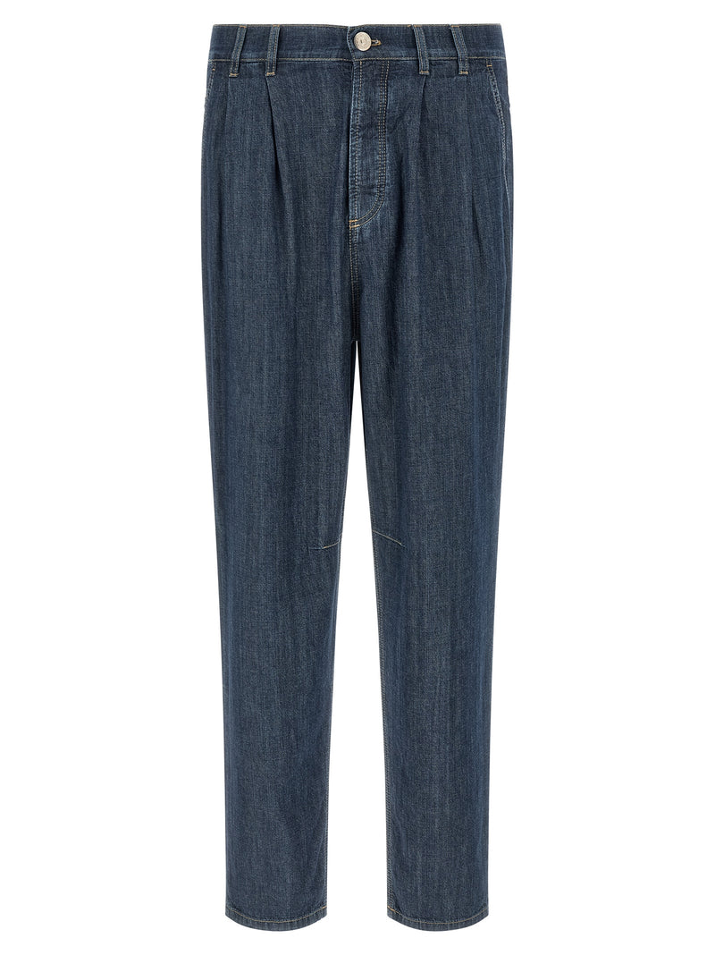 Brunello Cucinelli Blue Cotton Straight-Leg Jeans