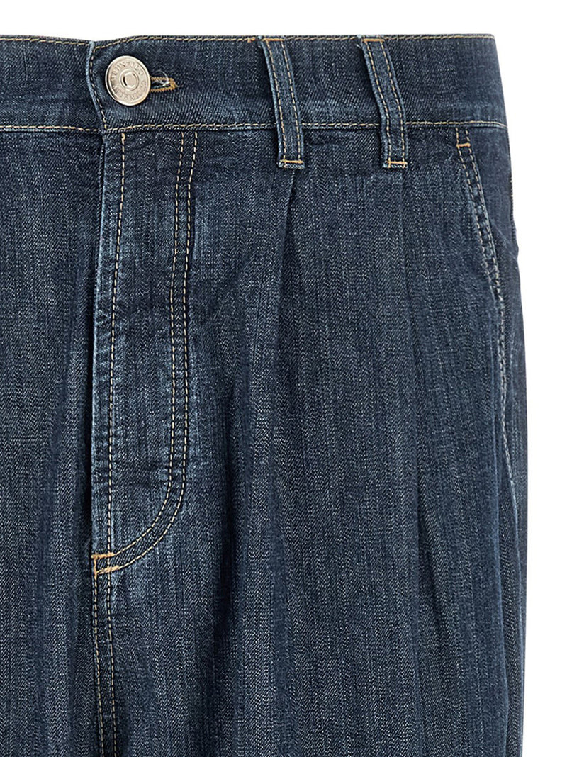Brunello Cucinelli Blue Cotton Straight-Leg Jeans