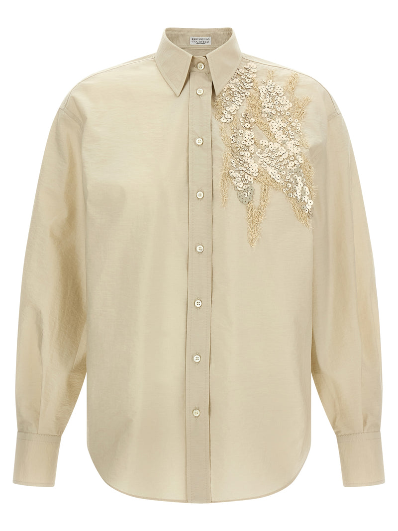 Brunello Cucinelli Beige Cotton Blouse