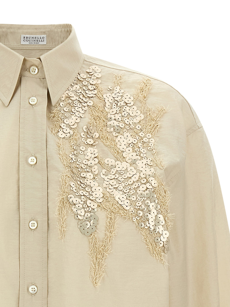 Brunello Cucinelli Beige Cotton Blouse