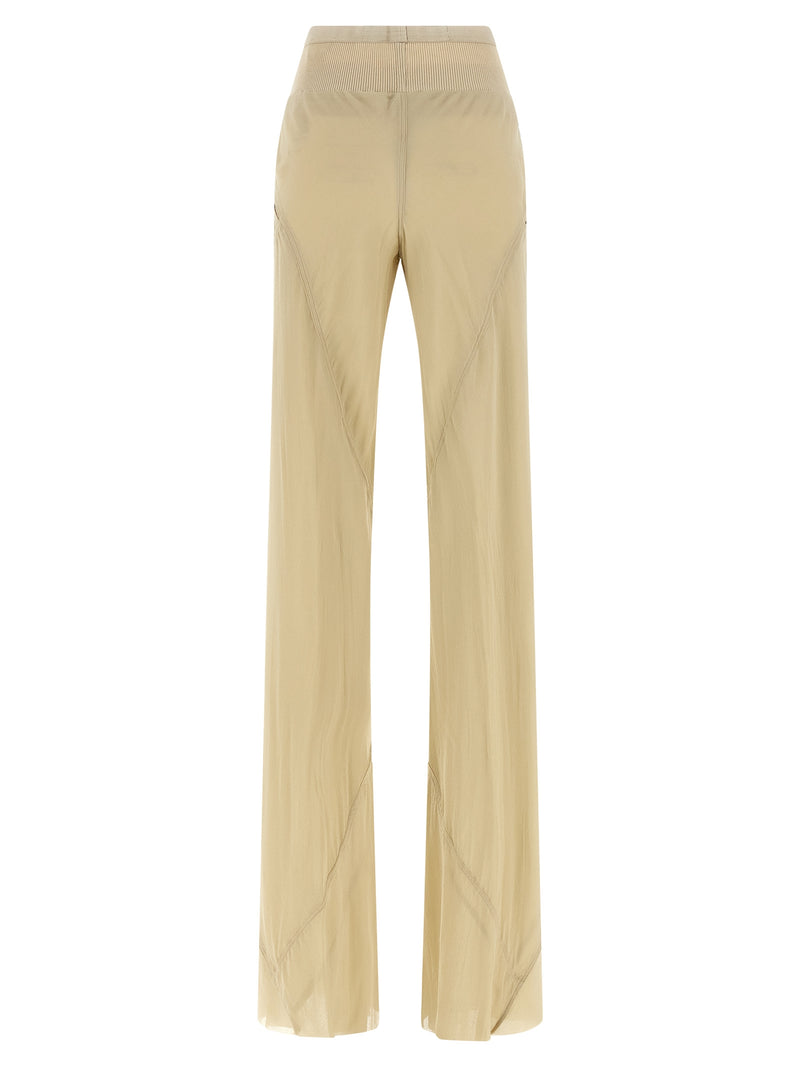 Rick Owens Beige Silk Flared Pants