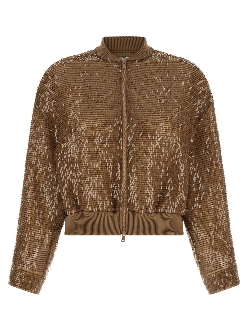 Brunello Cucinelli Brown Silk Cardigan