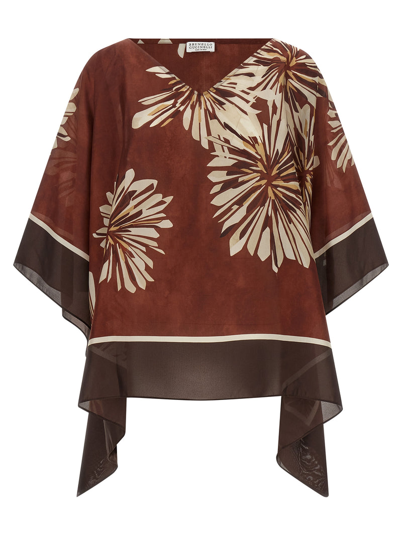 Brunello Cucinelli Bordeaux Silk Blouse