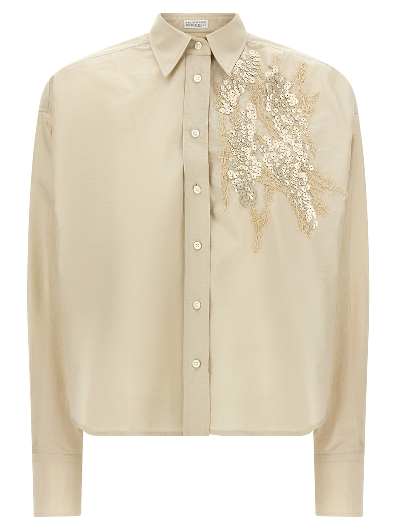 Brunello Cucinelli Beige Cotton Blouse