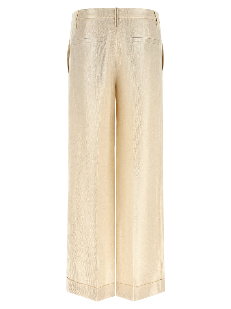 Brunello Cucinelli Gold Linen Casual Pants