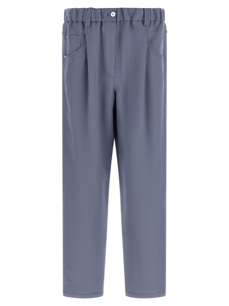 Brunello Cucinelli Blue Viscose Casual Pants
