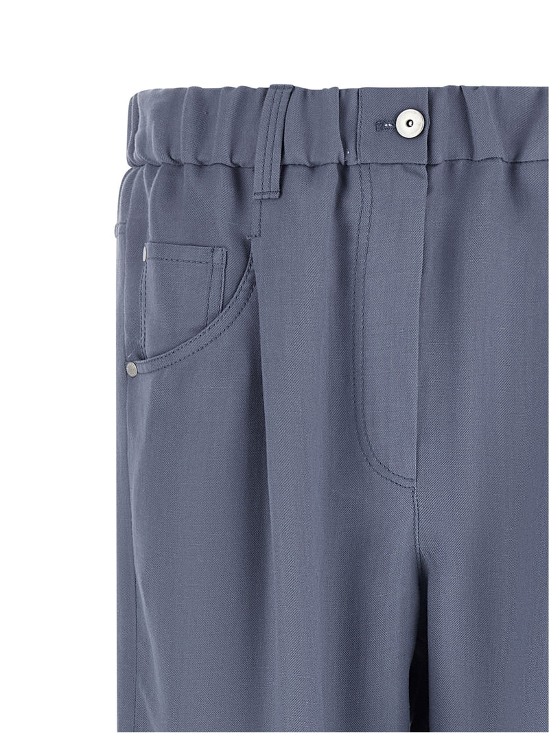 Brunello Cucinelli Blue Viscose Casual Pants