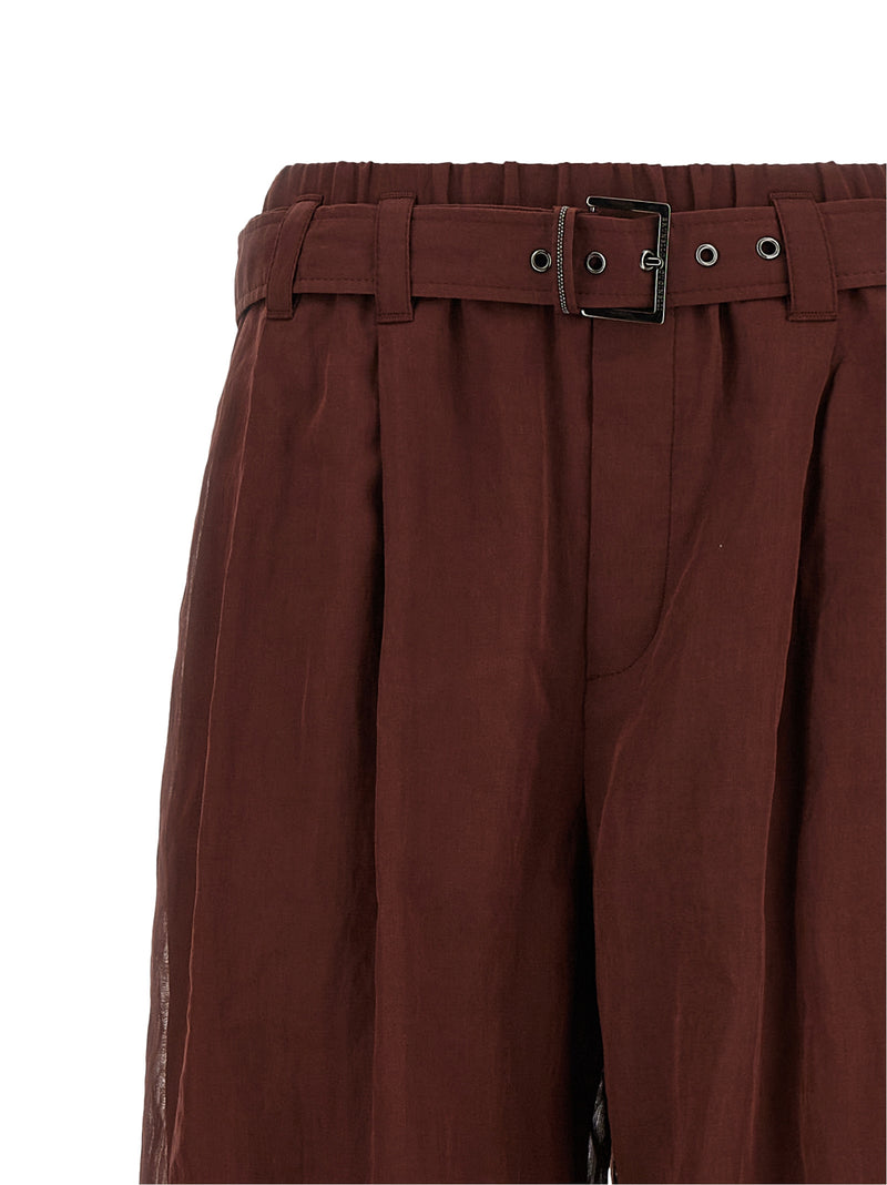 Brunello Cucinelli Bordeaux Cotton Flared Pants