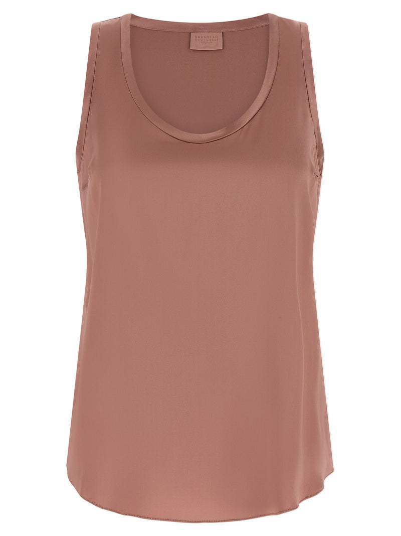 Brunello Cucinelli Multicolor Silk Sleeveles T-Shirt