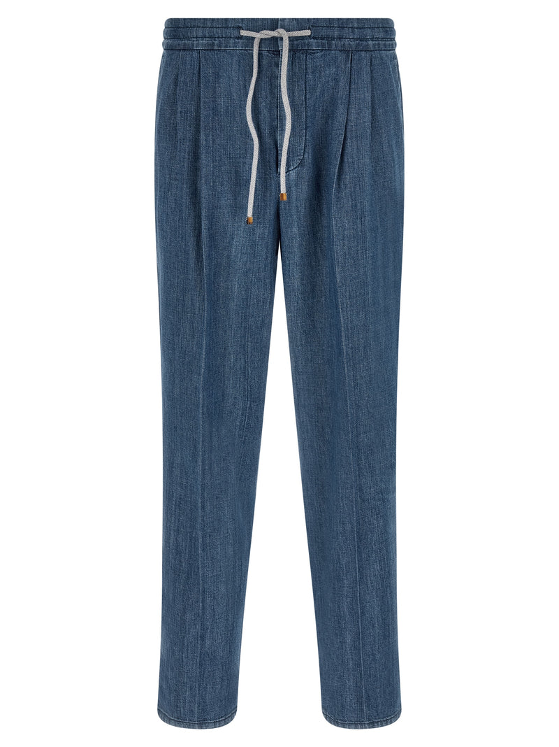 Brunello Cucinelli Blue Cotton Relaxed Fit Jeans