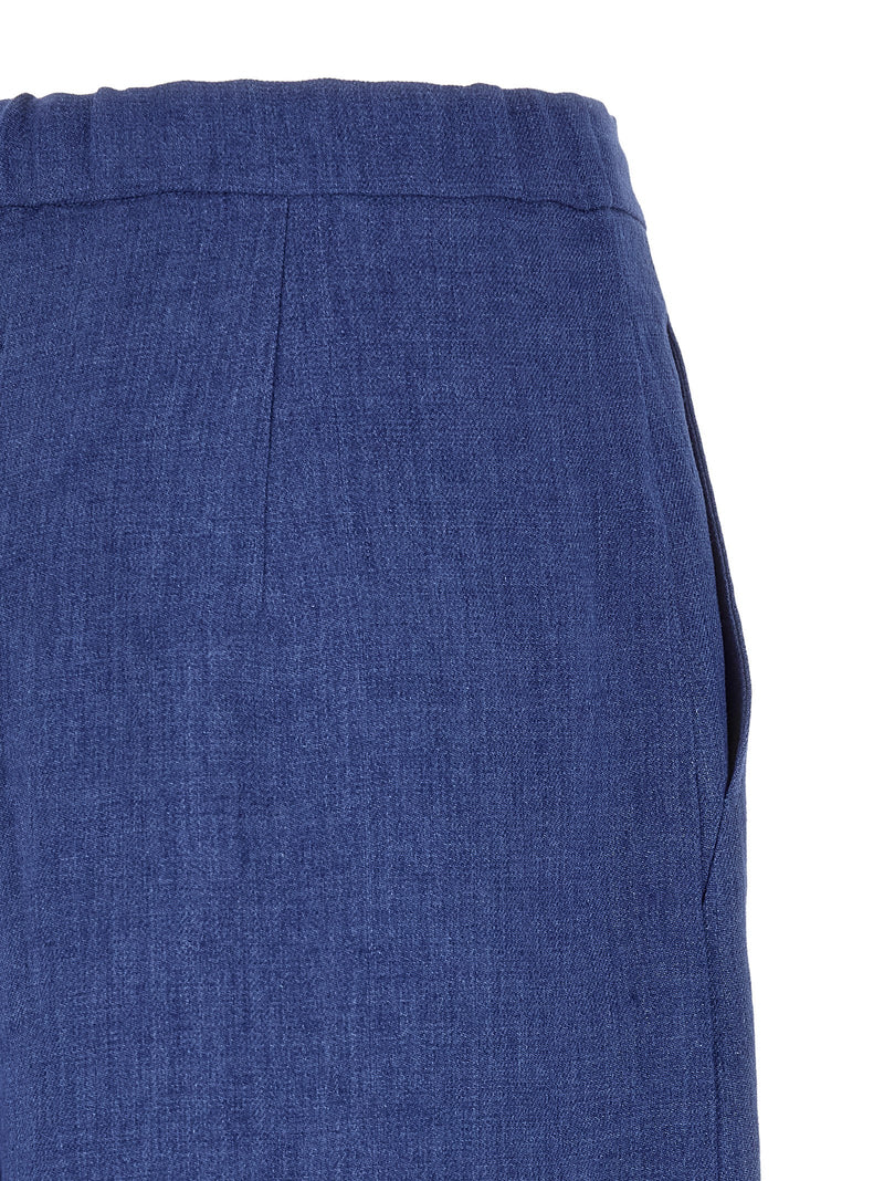 Max Mara Blue Linen Casual Pants