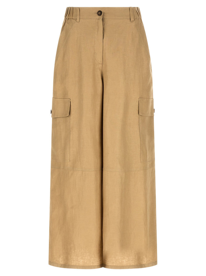 Max Mara Beige Linen Cargo Pants