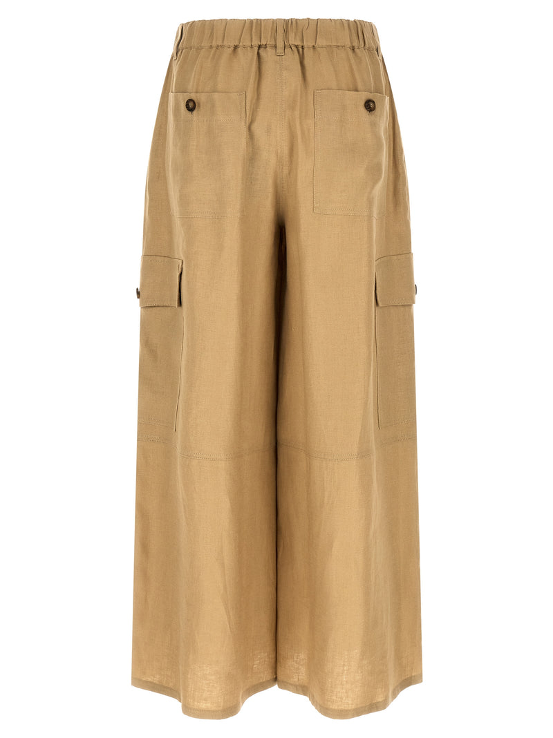 Max Mara Beige Linen Cargo Pants
