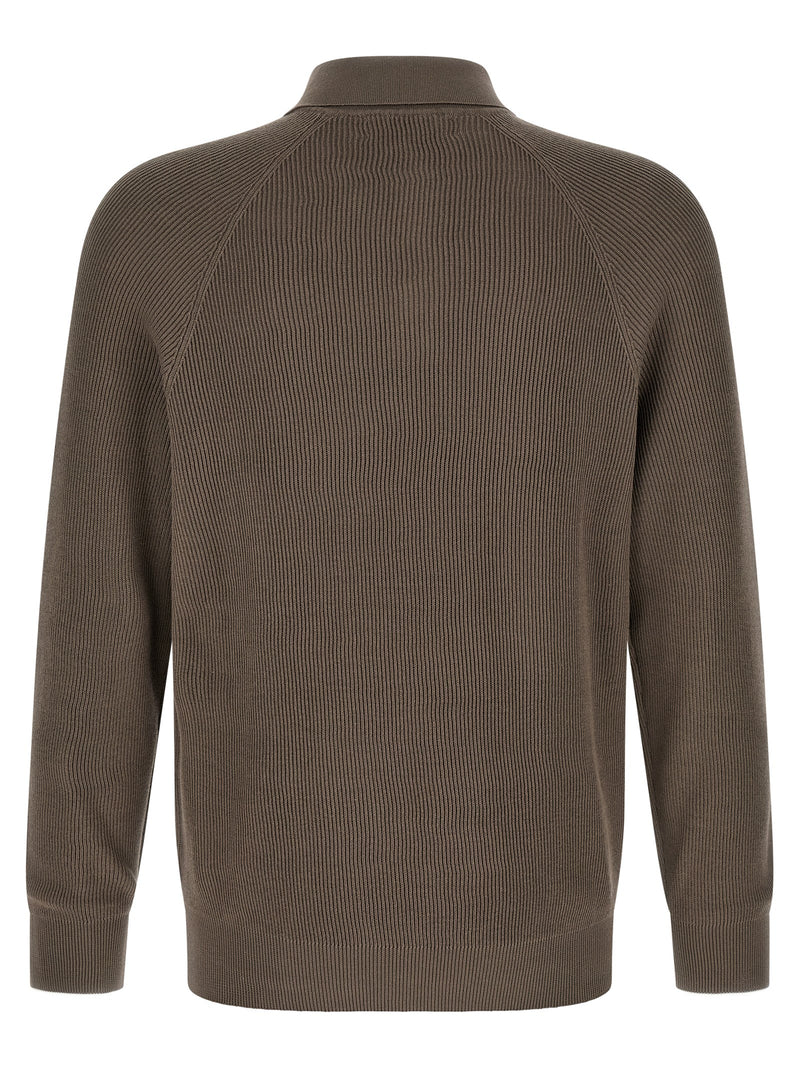 Brunello Cucinelli Brown Cotton Polo Shirt