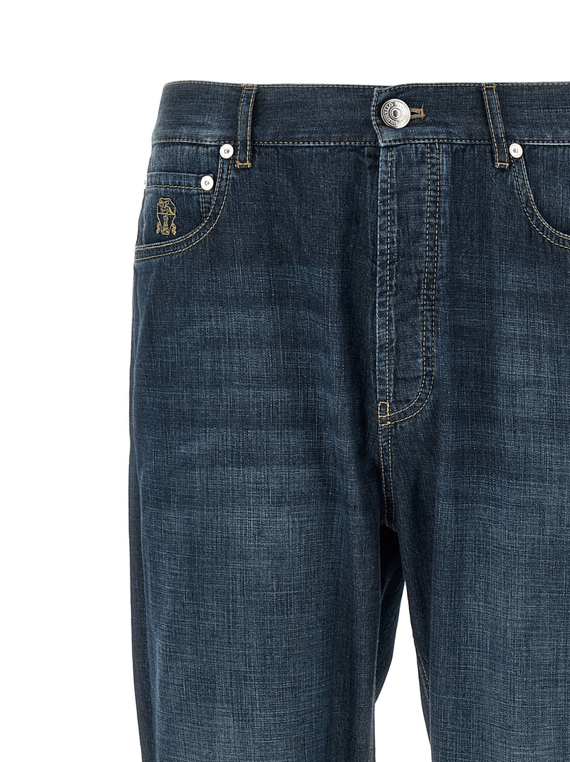 Brunello Cucinelli Blue Cotton Straight-Leg Jeans