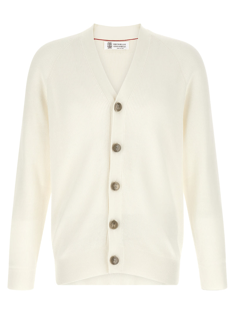 Brunello Cucinelli White Cotton Cardigan
