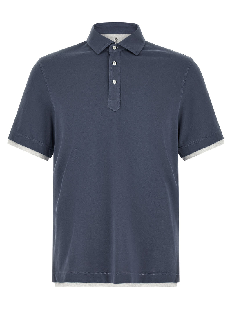 Brunello Cucinelli Blue Cotton Polo Shirt