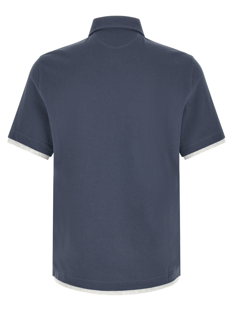 Brunello Cucinelli Blue Cotton Polo Shirt