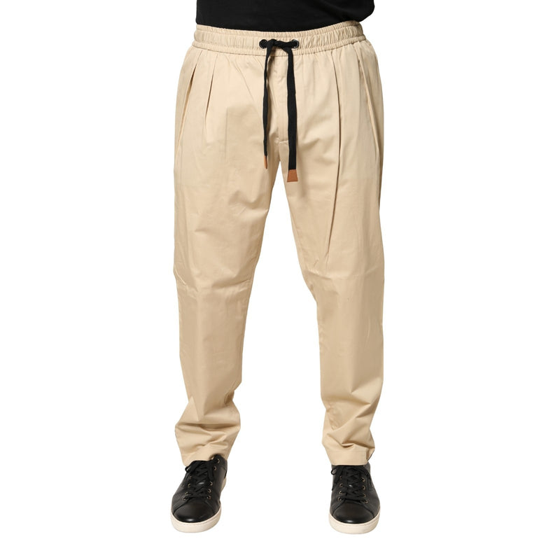 Pantalon jogger skinny beige en coton Dolce & Gabbana pour homme