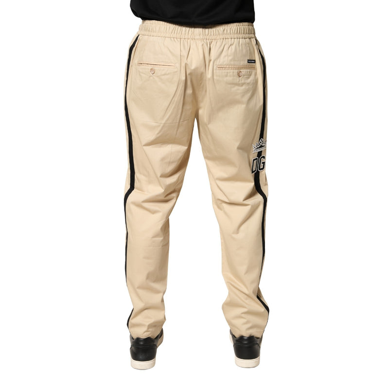 Pantalon jogger skinny beige en coton Dolce & Gabbana pour homme