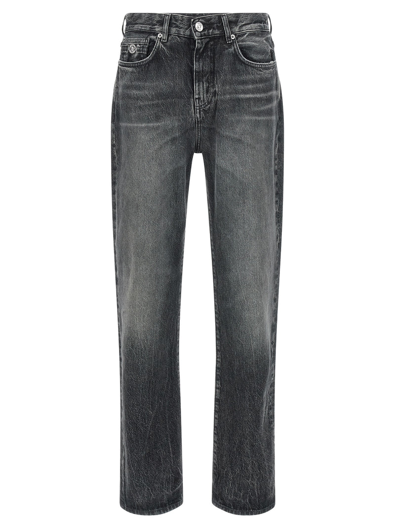 Versace Gray Cotton Straight-Leg Jeans