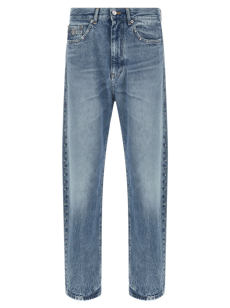 Versace Blue Cotton Straight-Leg Jeans