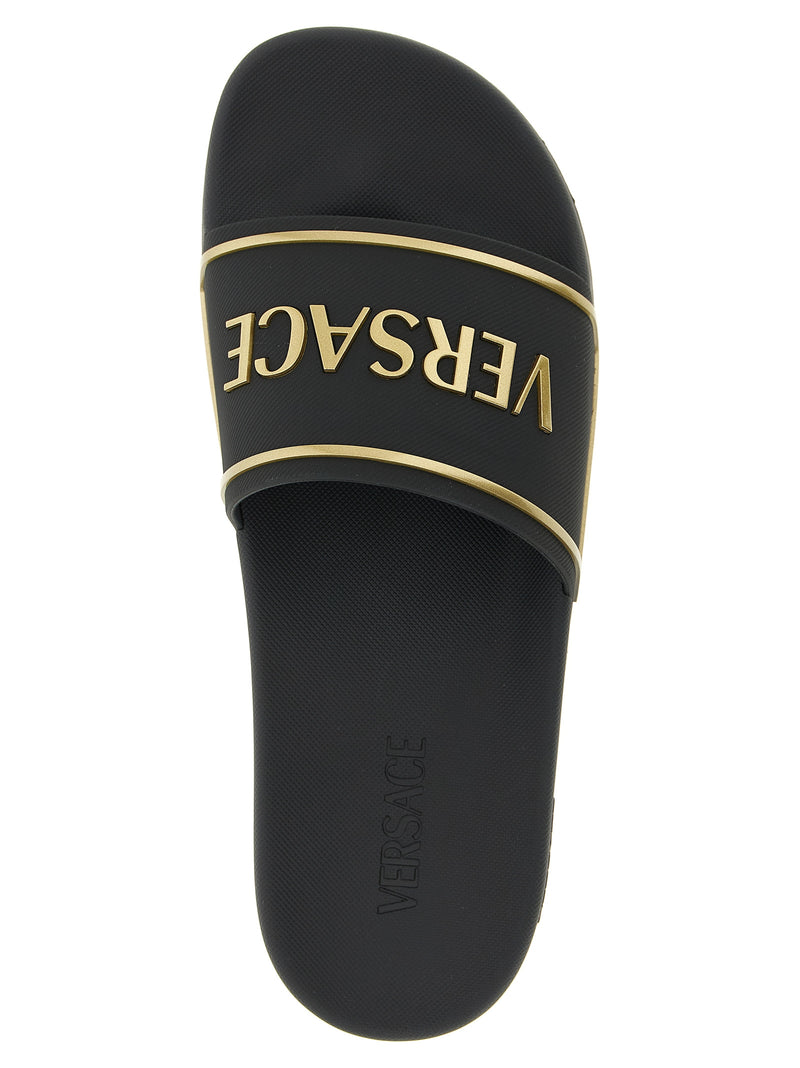 Versace Black Polyurethane Slides