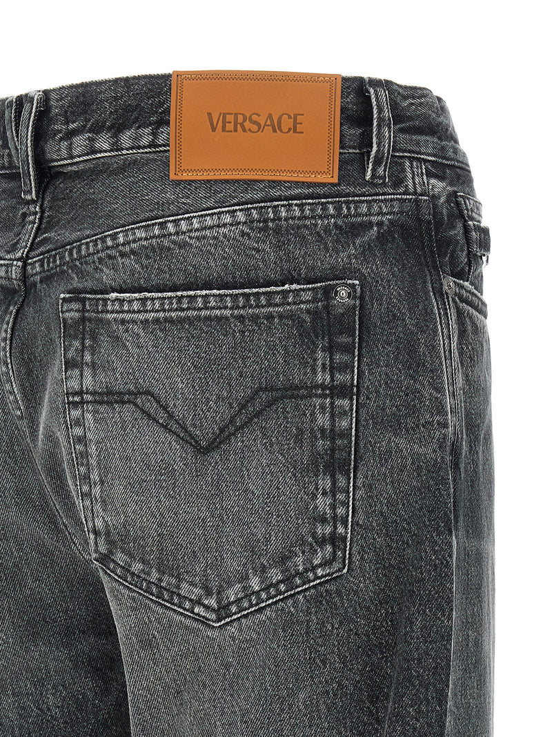 Versace Gray Cotton Straight-Leg Jeans