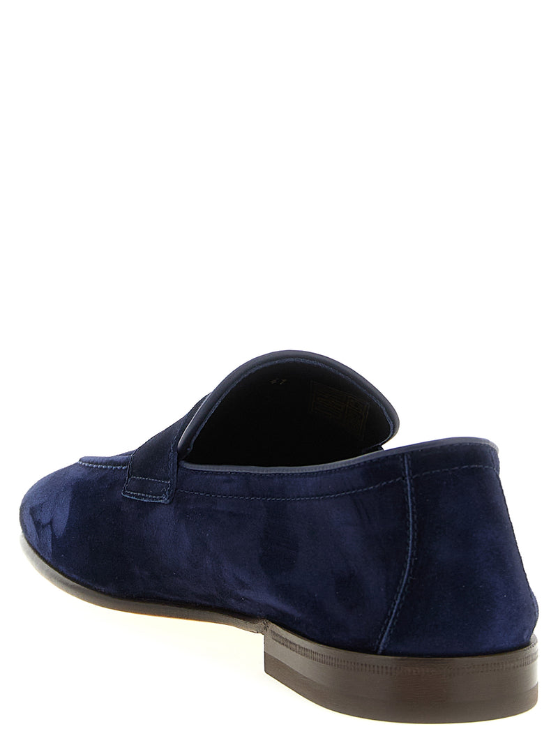 Brunello Cucinelli Blue Calfskin Slip-On Loafers