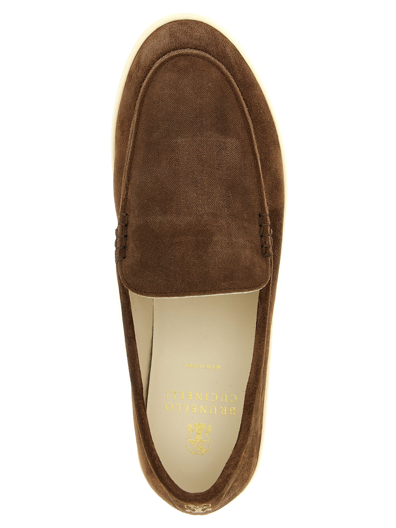 Brunello Cucinelli Brown Calfskin Slip-On Loafers