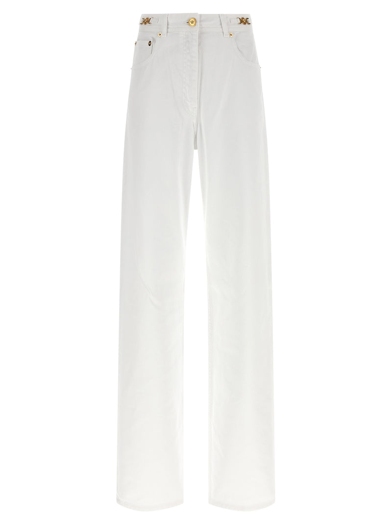 Versace White Cotton Straight-Leg Jeans