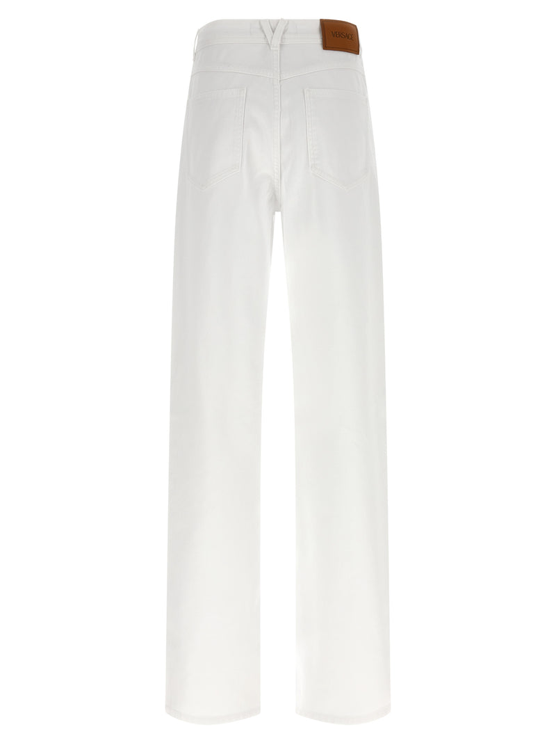 Versace White Cotton Straight-Leg Jeans