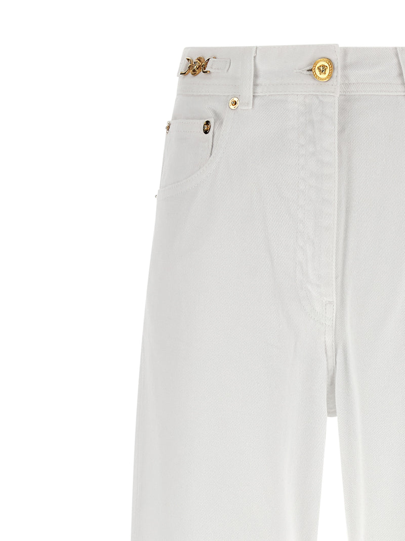 Versace White Cotton Straight-Leg Jeans