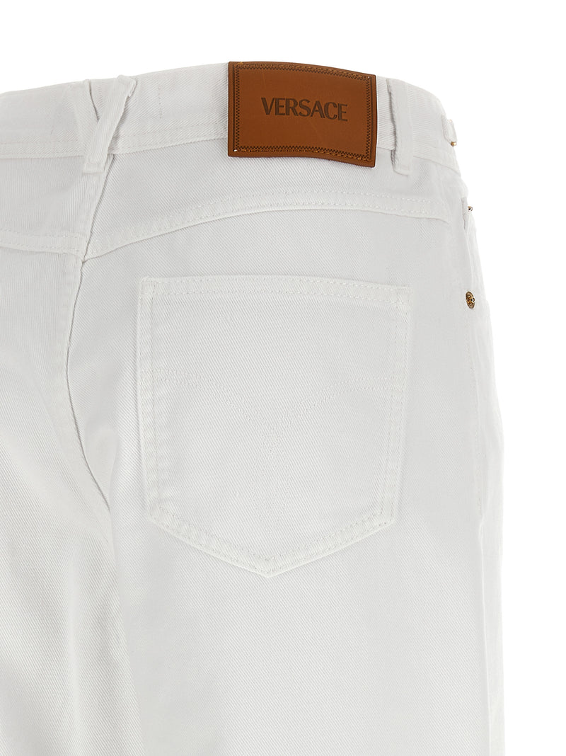 Versace White Cotton Straight-Leg Jeans