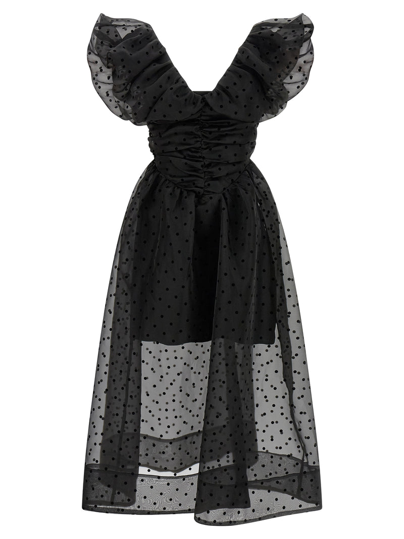Ganni Black Recycled Polyester Midi Dress