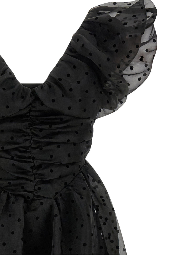 Ganni Black Recycled Polyester Midi Dress