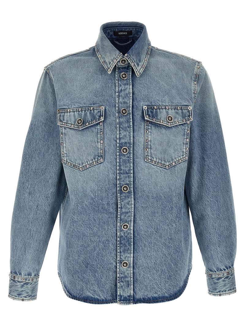 Versace Blue Cotton Blouse