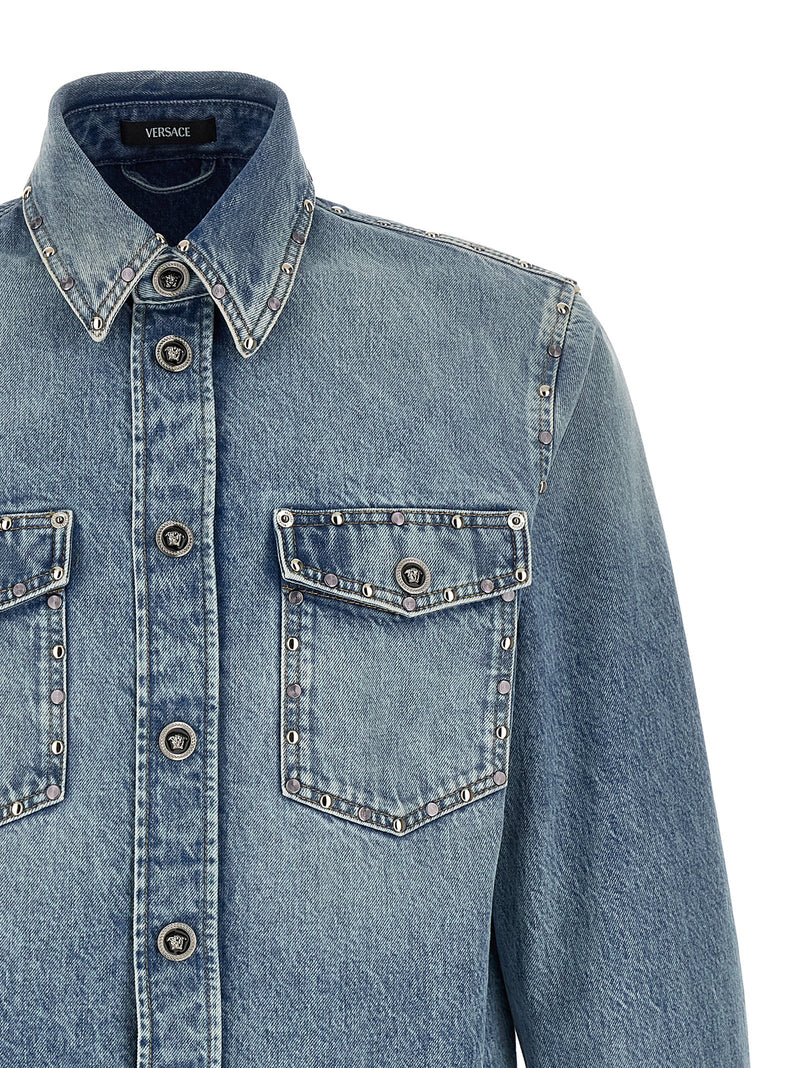 Versace Blue Cotton Blouse