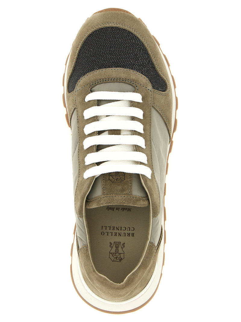 Brunello Cucinelli Bicolor Polyester Athletic Sneakers