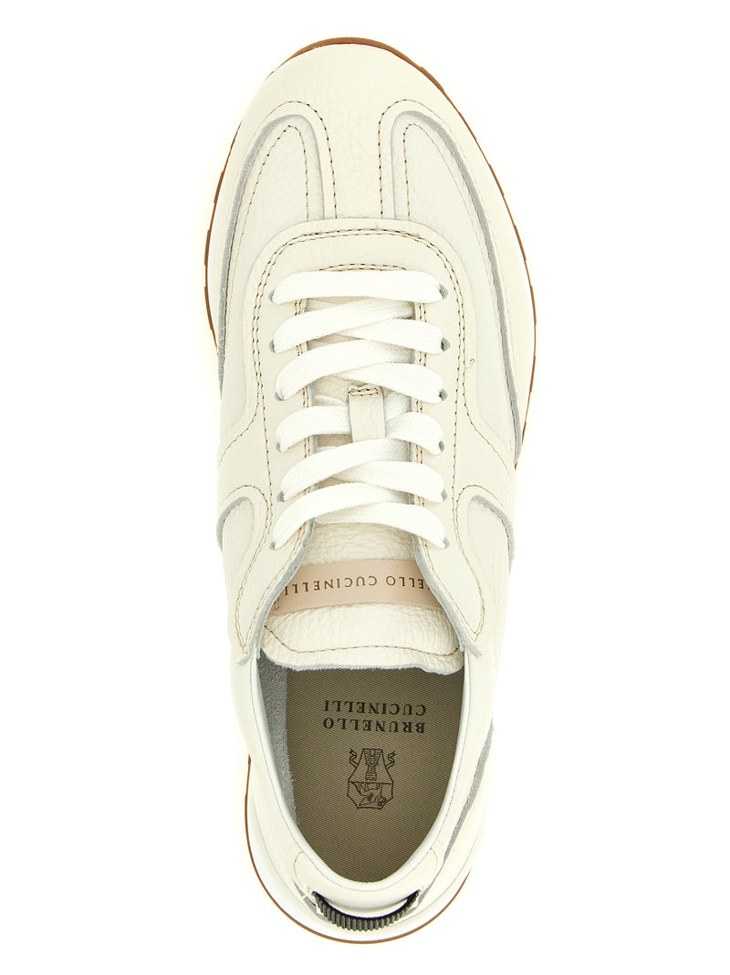 Brunello Cucinelli White Goatskin Athletic Sneakers