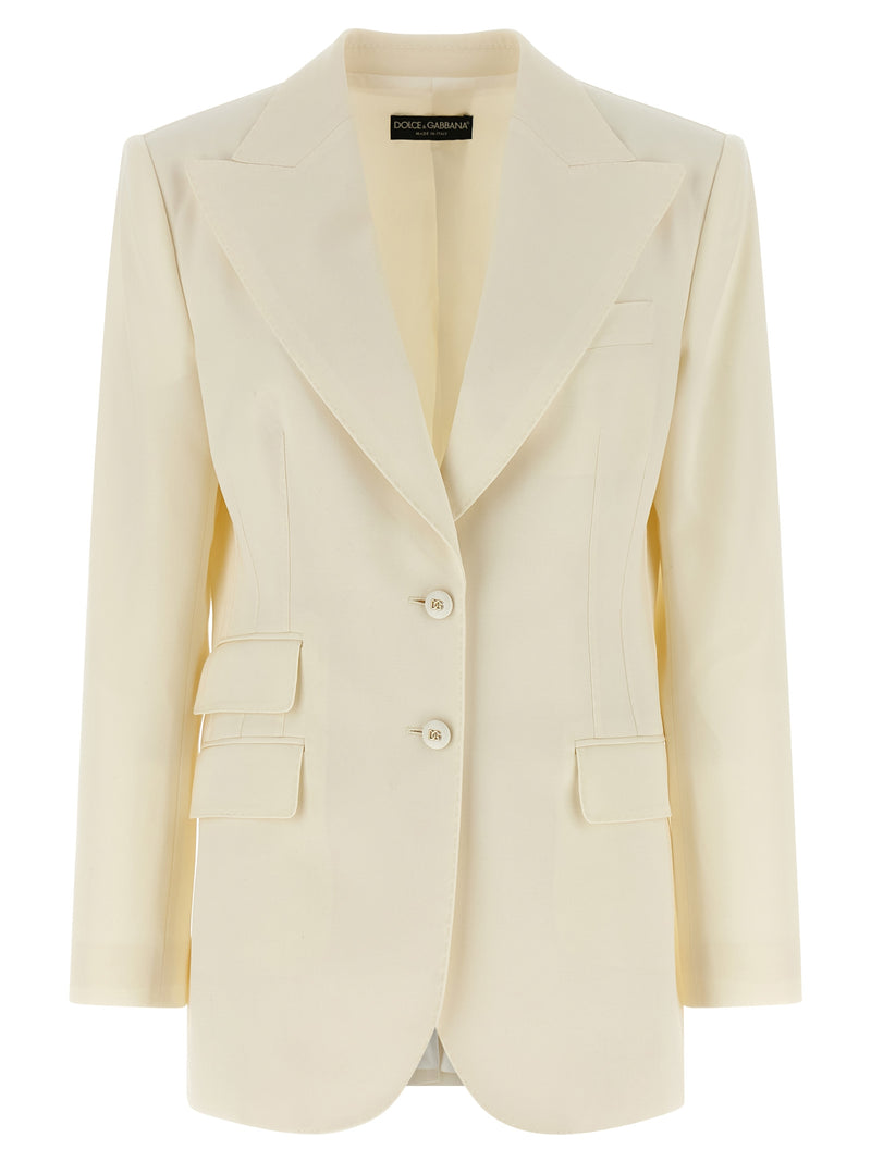 Dolce & Gabbana White Virgin Wool Blazer