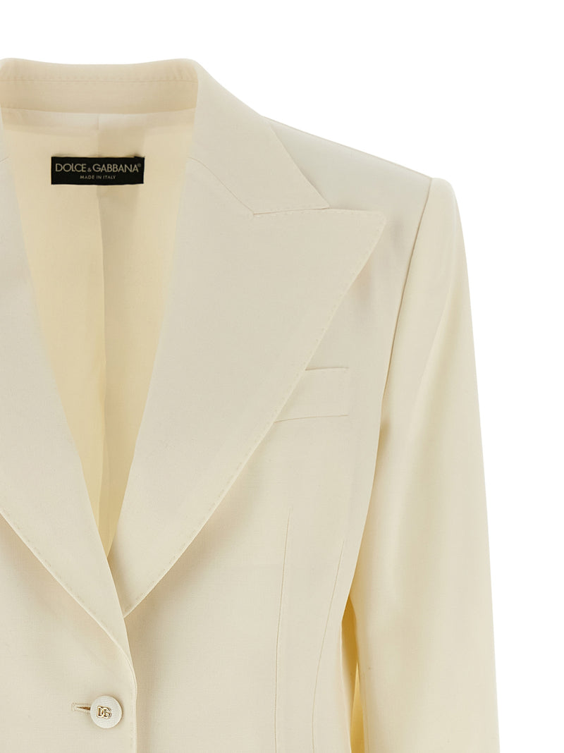 Dolce & Gabbana White Virgin Wool Blazer