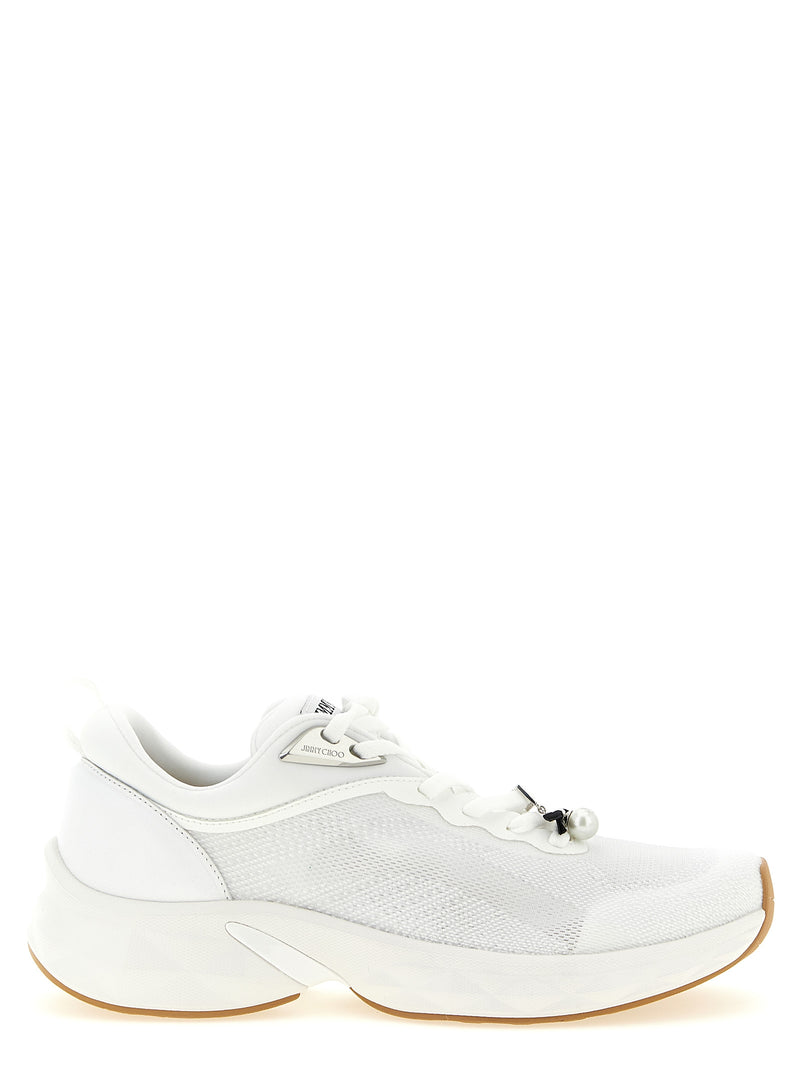 Jimmy Choo White Tencel Athletic Sneakers