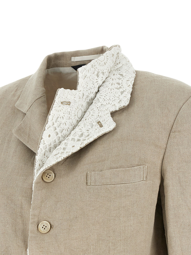 Comme Des Garçons Beige Linen Blazer