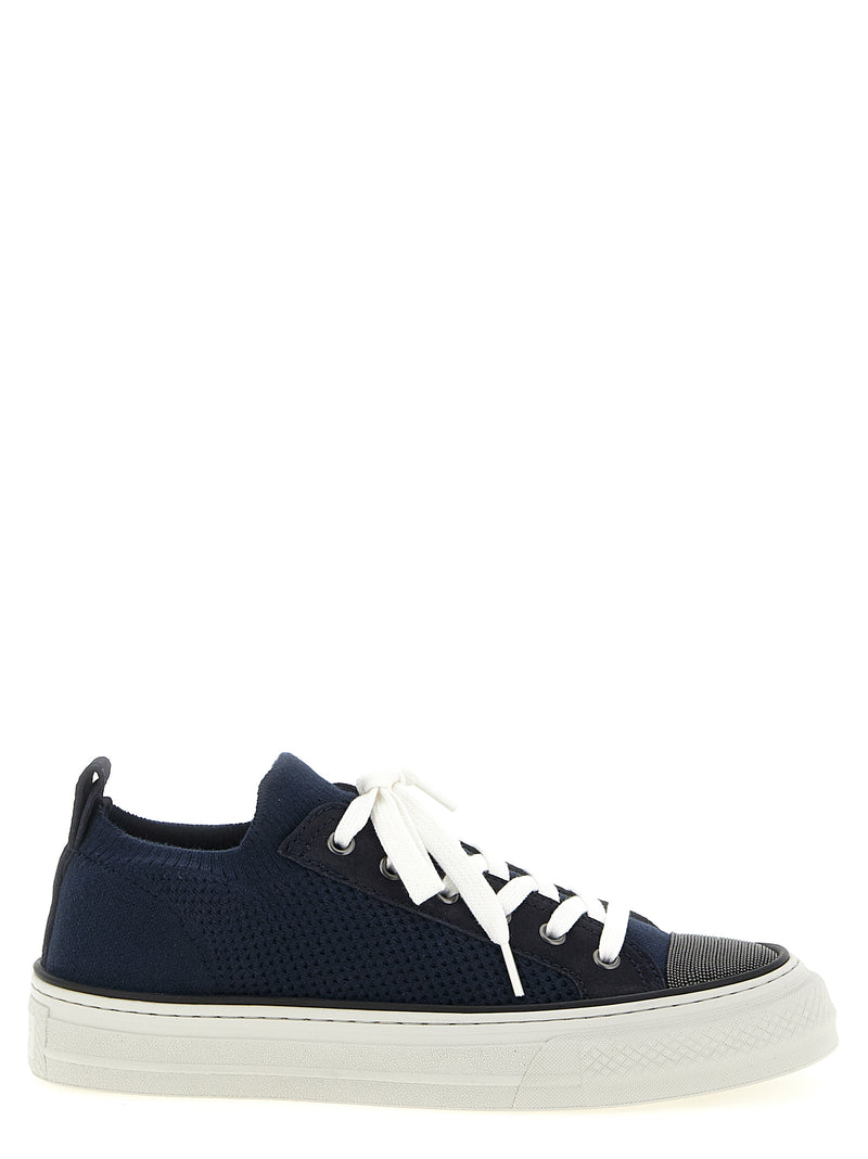 Brunello Cucinelli Blue Cotton Low Top Sneakers