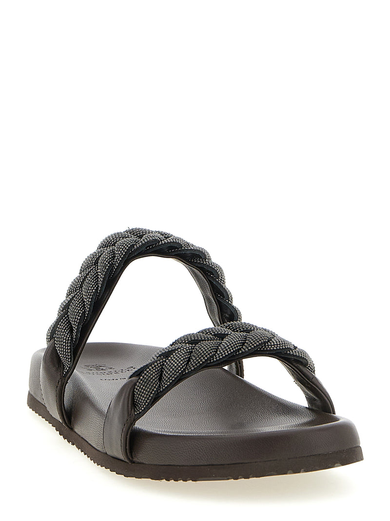 Brunello Cucinelli Brown Leather Slides