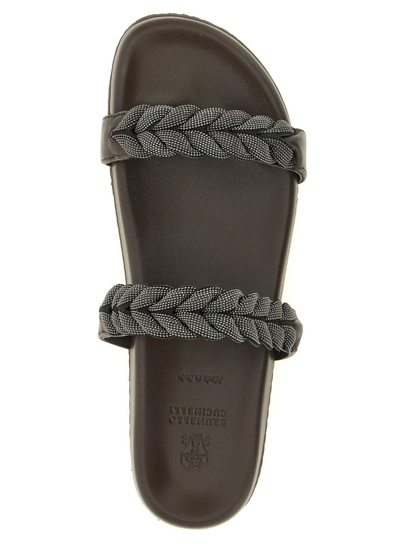 Brunello Cucinelli Brown Leather Slides