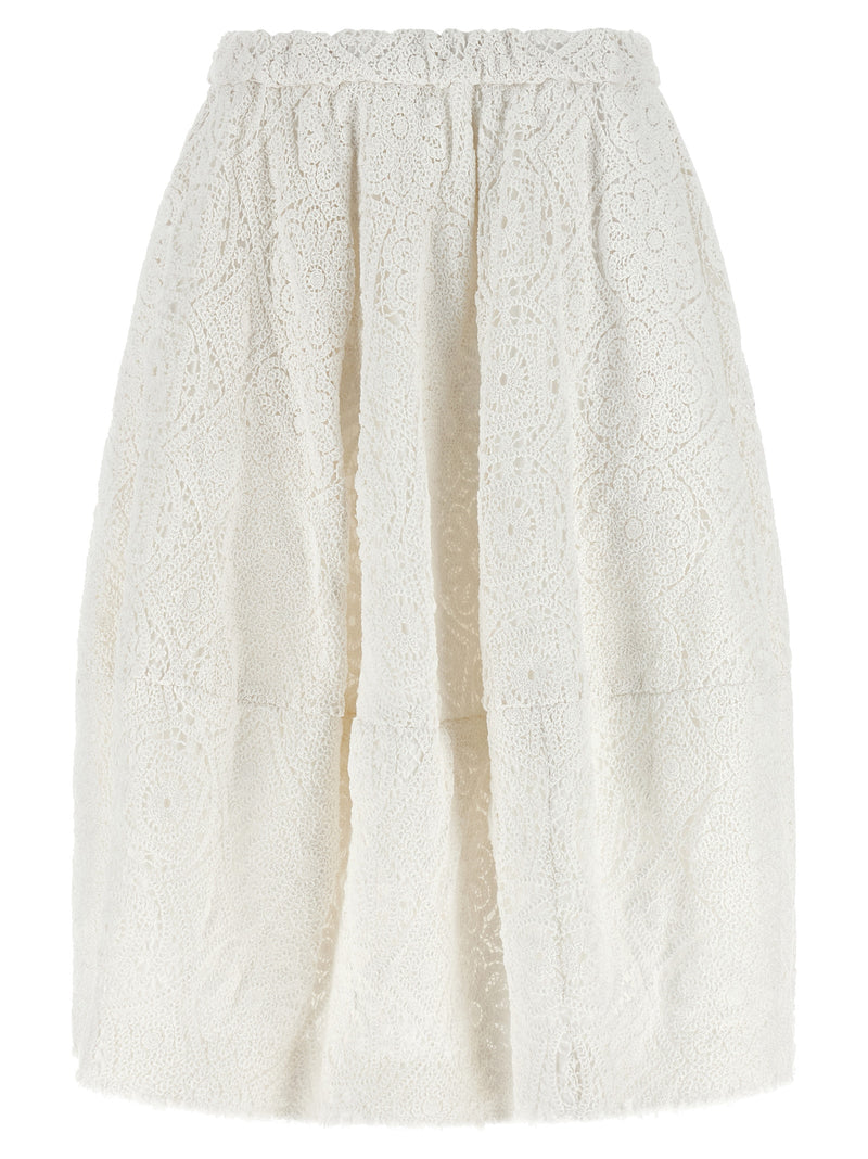 Comme Des Garçons White Cotton Midi Skirt